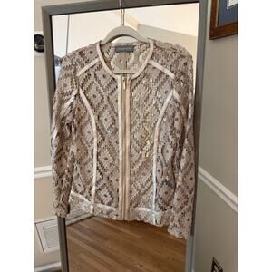 Bagatelle Collection Nude Lace Zip Jacket Women’s Small Elegant Sheer Chic